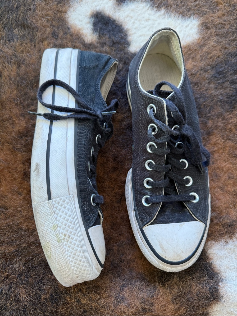 Converse Black Canvas Low-Top Women's  Platform Sneakers